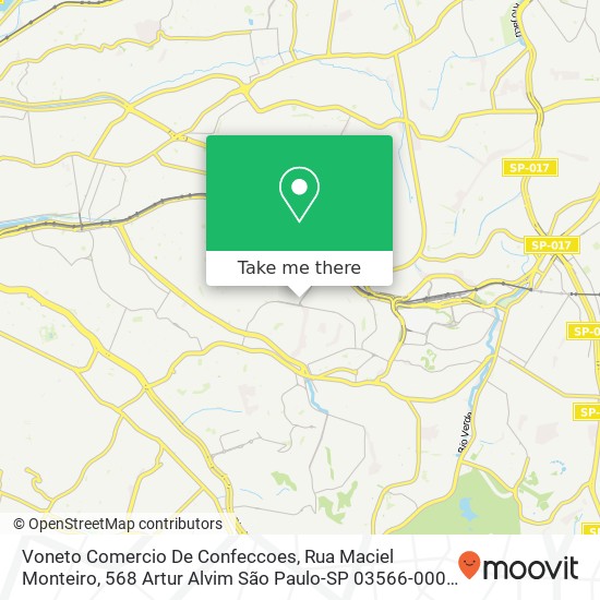 Mapa Voneto Comercio De Confeccoes, Rua Maciel Monteiro, 568 Artur Alvim São Paulo-SP 03566-000