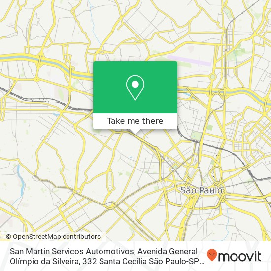 Mapa San Martin Servicos Automotivos, Avenida General Olímpio da Silveira, 332 Santa Cecília São Paulo-SP 01150-020