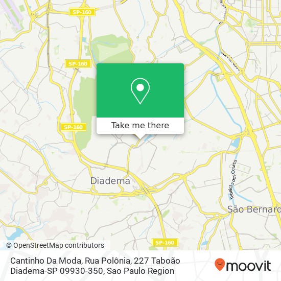 Mapa Cantinho Da Moda, Rua Polônia, 227 Taboão Diadema-SP 09930-350