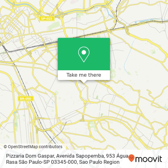 Pizzaria Dom Gaspar, Avenida Sapopemba, 953 Água Rasa São Paulo-SP 03345-000 map