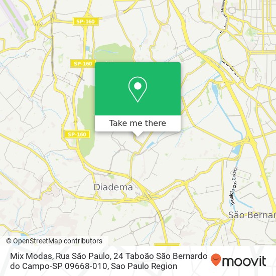 Mapa Mix Modas, Rua São Paulo, 24 Taboão São Bernardo do Campo-SP 09668-010