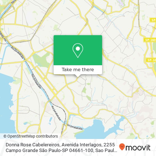 Mapa Donna Rose Cabelereiros, Avenida Interlagos, 2255 Campo Grande São Paulo-SP 04661-100