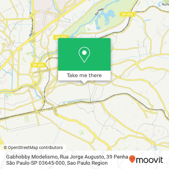 Mapa Gabhobby Modelismo, Rua Jorge Augusto, 39 Penha São Paulo-SP 03645-000