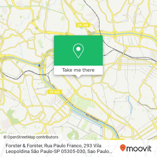 Mapa Forster & Forster, Rua Paulo Franco, 293 Vila Leopoldina São Paulo-SP 05305-030