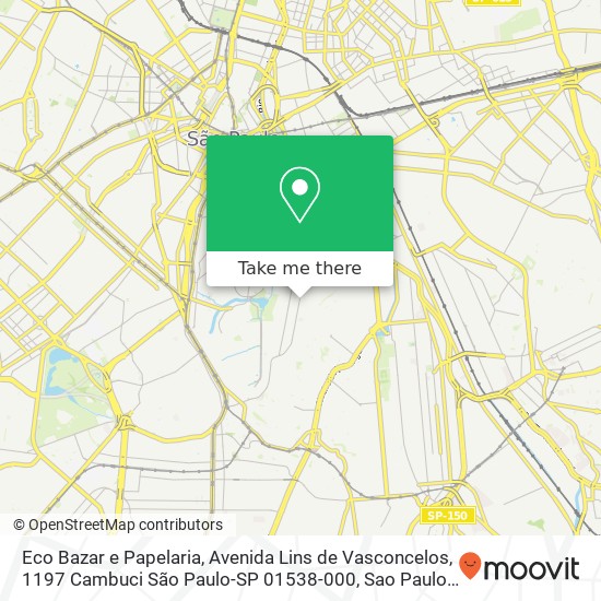 Mapa Eco Bazar e Papelaria, Avenida Lins de Vasconcelos, 1197 Cambuci São Paulo-SP 01538-000