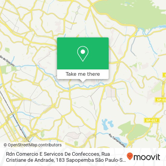 Mapa Rdn Comercio E Servicos De Confeccoes, Rua Cristiane de Andrade, 183 Sapopemba São Paulo-SP 03978-700