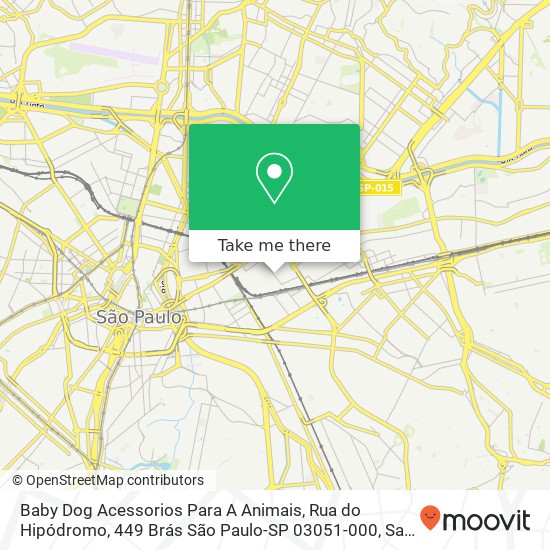 Mapa Baby Dog Acessorios Para A Animais, Rua do Hipódromo, 449 Brás São Paulo-SP 03051-000