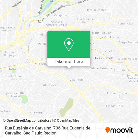 Mapa Rua Eugênia de Carvalho, 736,Rua Eugênia de Carvalho