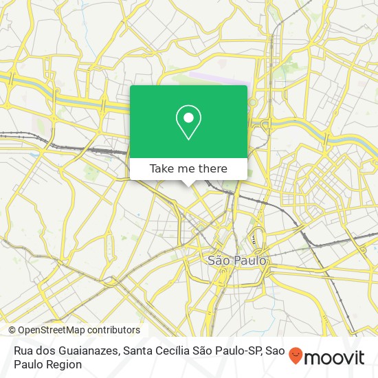 Mapa Rua dos Guaianazes, Santa Cecília São Paulo-SP