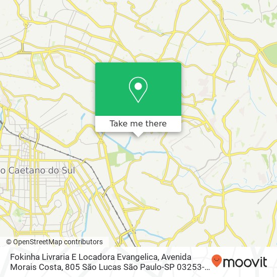 Fokinha Livraria E Locadora Evangelica, Avenida Morais Costa, 805 São Lucas São Paulo-SP 03253-000 map