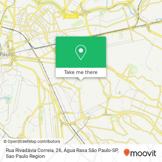 Mapa Rua Rivadávia Correia, 26, Água Rasa São Paulo-SP