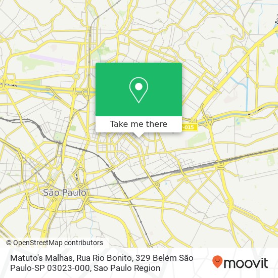 Mapa Matuto's Malhas, Rua Rio Bonito, 329 Belém São Paulo-SP 03023-000