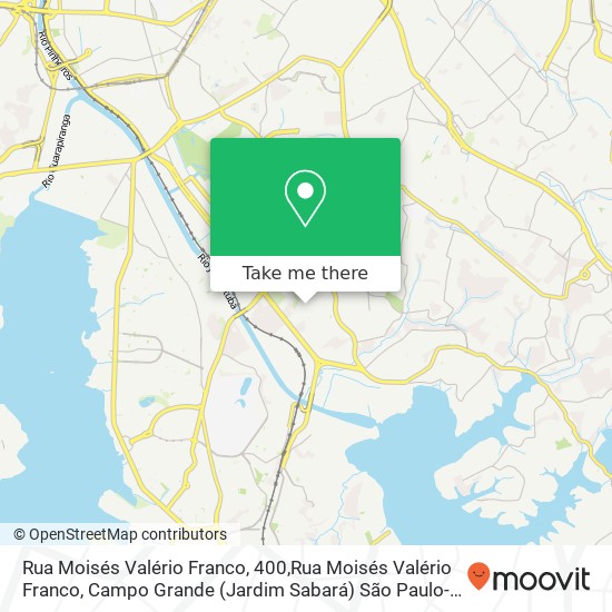 Mapa Rua Moisés Valério Franco, 400,Rua Moisés Valério Franco, Campo Grande (Jardim Sabará) São Paulo-SP