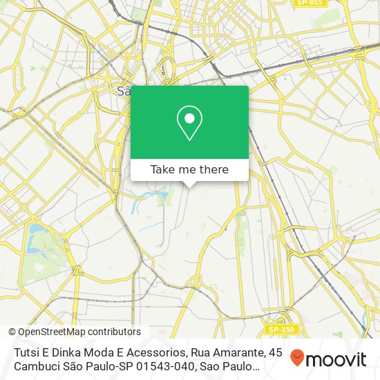 Mapa Tutsi E Dinka Moda E Acessorios, Rua Amarante, 45 Cambuci São Paulo-SP 01543-040