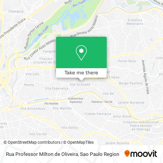 Mapa Rua Professor Mílton de Oliveira