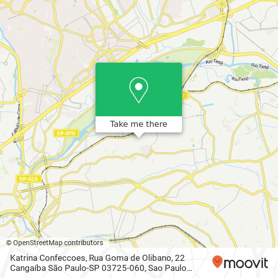 Mapa Katrina Confeccoes, Rua Goma de Olibano, 22 Cangaíba São Paulo-SP 03725-060
