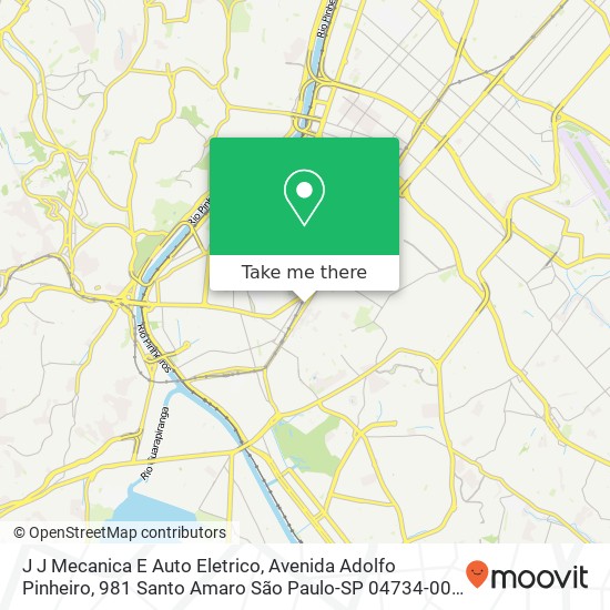 Mapa J J Mecanica E Auto Eletrico, Avenida Adolfo Pinheiro, 981 Santo Amaro São Paulo-SP 04734-002