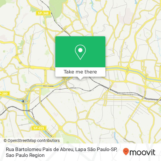 Mapa Rua Bartolomeu Pais de Abreu, Lapa São Paulo-SP
