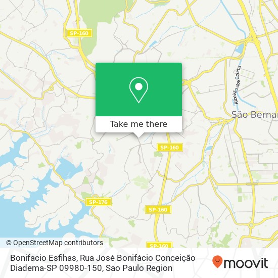Mapa Bonifacio Esfihas, Rua José Bonifácio Conceição Diadema-SP 09980-150