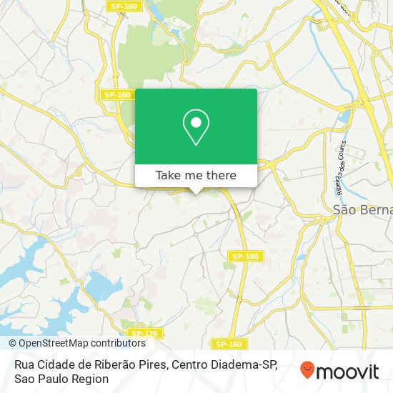 Mapa Rua Cidade de Riberão Pires, Centro Diadema-SP