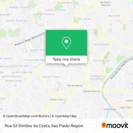 Mapa Rua Gil Simões da Costa