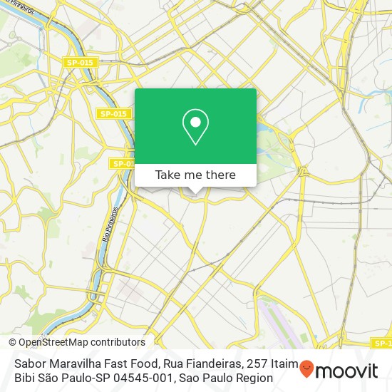 Mapa Sabor Maravilha Fast Food, Rua Fiandeiras, 257 Itaim Bibi São Paulo-SP 04545-001