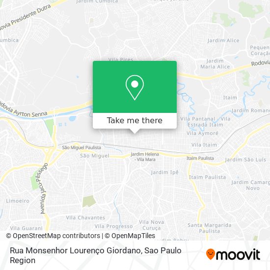 Mapa Rua Monsenhor Lourenço Giordano