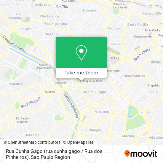 Mapa Rua Cunha Gago (rua cunha gago / Rua dos Pinheiros)