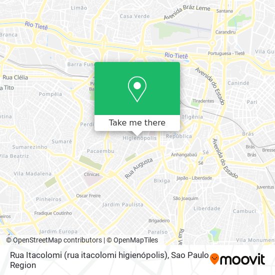 Mapa Rua Itacolomi (rua itacolomi higienópolis)