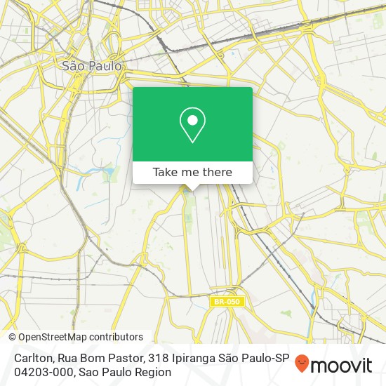 Mapa Carlton, Rua Bom Pastor, 318 Ipiranga São Paulo-SP 04203-000