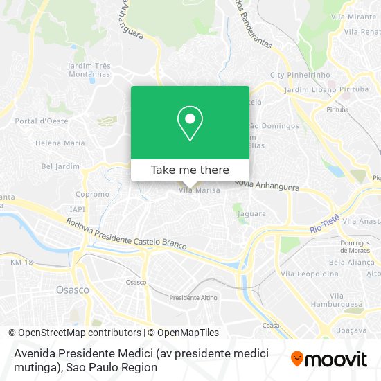 Mapa Avenida Presidente Medici (av presidente medici mutinga)