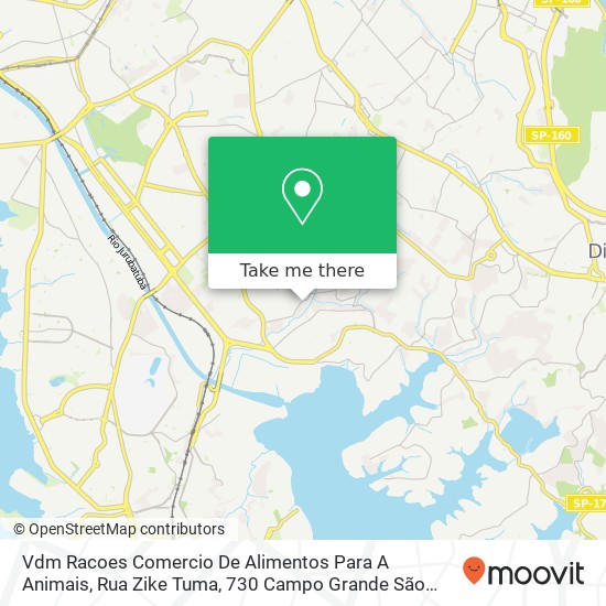 Mapa Vdm Racoes Comercio De Alimentos Para A Animais, Rua Zike Tuma, 730 Campo Grande São Paulo-SP 04458-000