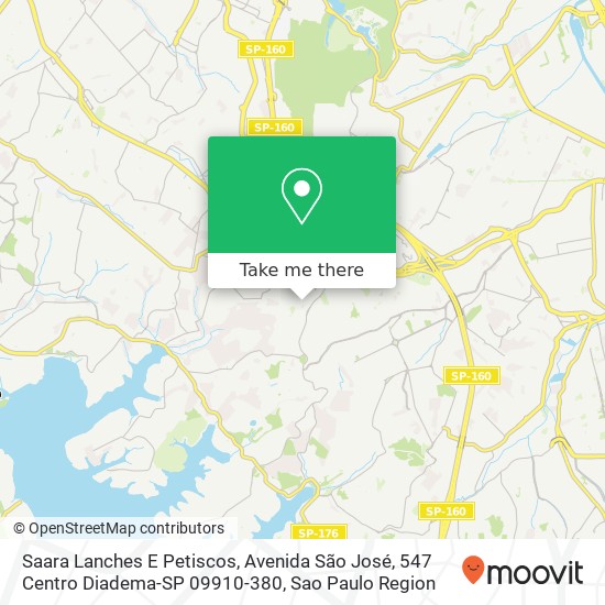 Mapa Saara Lanches E Petiscos, Avenida São José, 547 Centro Diadema-SP 09910-380