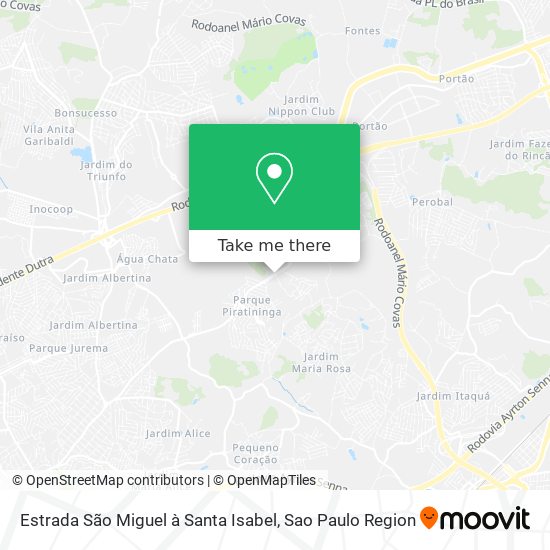Estrada São Miguel à Santa Isabel map