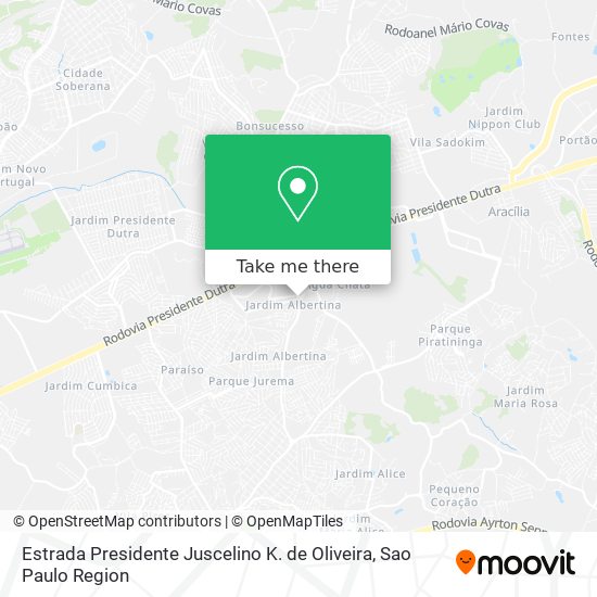 Mapa Estrada Presidente Juscelino K. de Oliveira