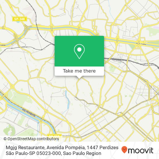 Mapa Mgjg Restaurante, Avenida Pompéia, 1447 Perdizes São Paulo-SP 05023-000