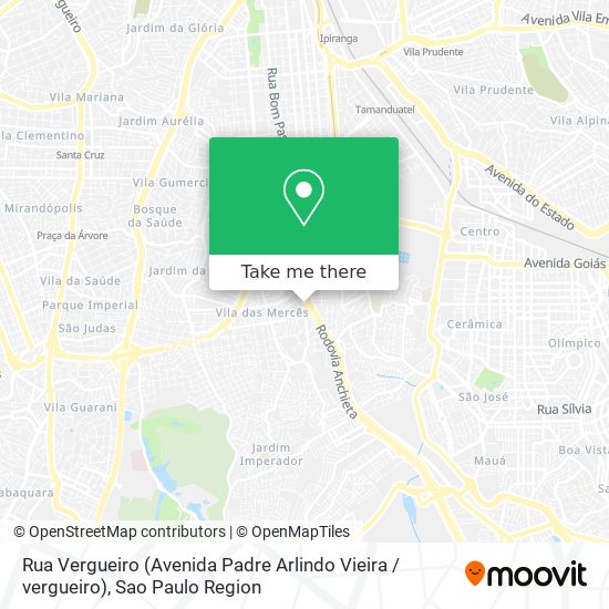 Rua Vergueiro (Avenida Padre Arlindo Vieira / vergueiro) map