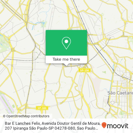 Mapa Bar E Lanches Felix, Avenida Doutor Gentil de Moura, 207 Ipiranga São Paulo-SP 04278-080