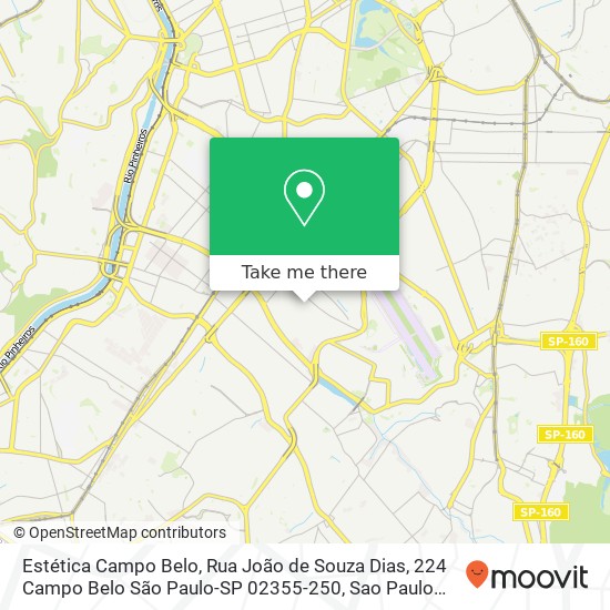 Mapa Estética Campo Belo, Rua João de Souza Dias, 224 Campo Belo São Paulo-SP 02355-250