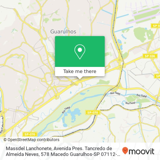 Mapa Massdel Lanchonete, Avenida Pres. Tancredo de Almeida Neves, 578 Macedo Guarulhos-SP 07112-070