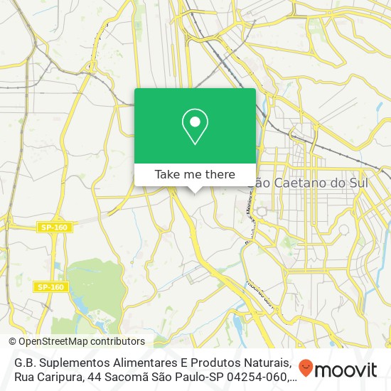 G.B. Suplementos Alimentares E Produtos Naturais, Rua Caripura, 44 Sacomã São Paulo-SP 04254-060 map