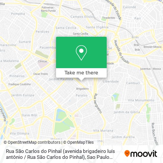 Mapa Rua São Carlos do Pinhal (avenida brigadeiro luís antônio / Rua São Carlos do Pinhal)