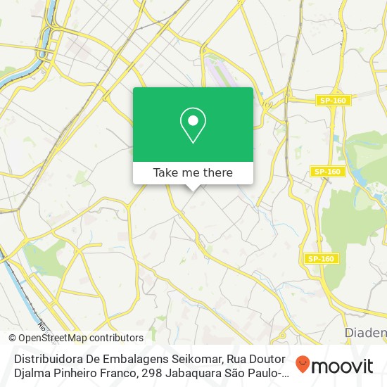 Mapa Distribuidora De Embalagens Seikomar, Rua Doutor Djalma Pinheiro Franco, 298 Jabaquara São Paulo-SP 04368-003