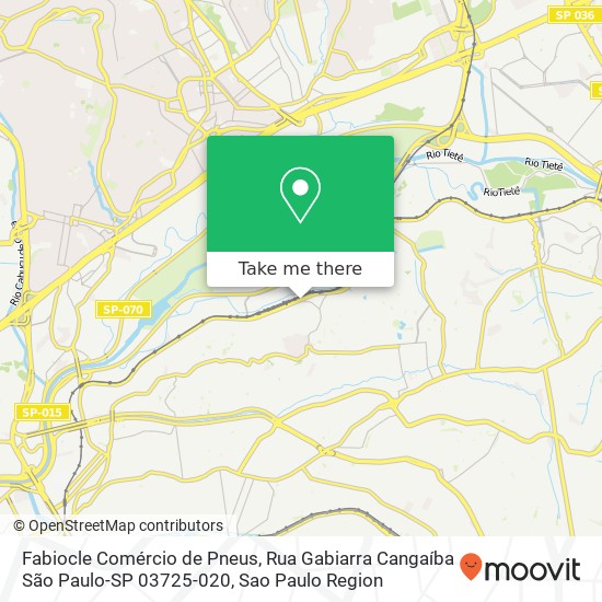 Mapa Fabiocle Comércio de Pneus, Rua Gabiarra Cangaíba São Paulo-SP 03725-020