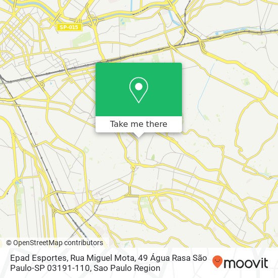 Mapa Epad Esportes, Rua Miguel Mota, 49 Água Rasa São Paulo-SP 03191-110