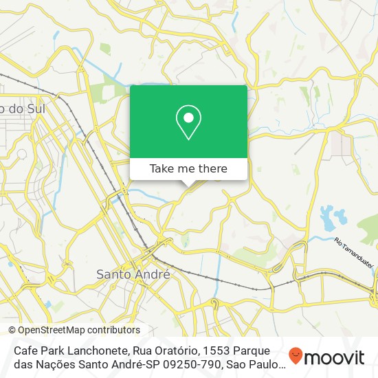 Mapa Cafe Park Lanchonete, Rua Oratório, 1553 Parque das Nações Santo André-SP 09250-790