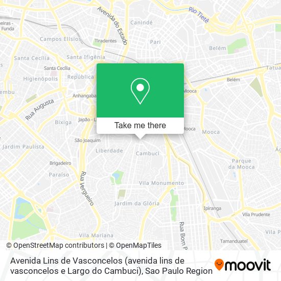 Mapa Avenida Lins de Vasconcelos (avenida lins de vasconcelos e Largo do Cambuci)