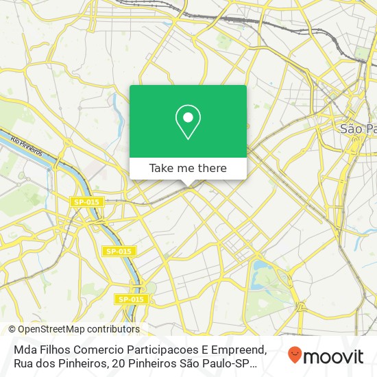 Mapa Mda Filhos Comercio Participacoes E Empreend, Rua dos Pinheiros, 20 Pinheiros São Paulo-SP 05422-010
