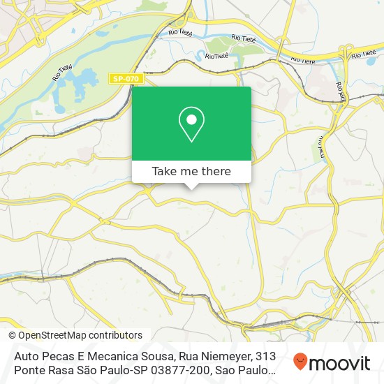 Mapa Auto Pecas E Mecanica Sousa, Rua Niemeyer, 313 Ponte Rasa São Paulo-SP 03877-200