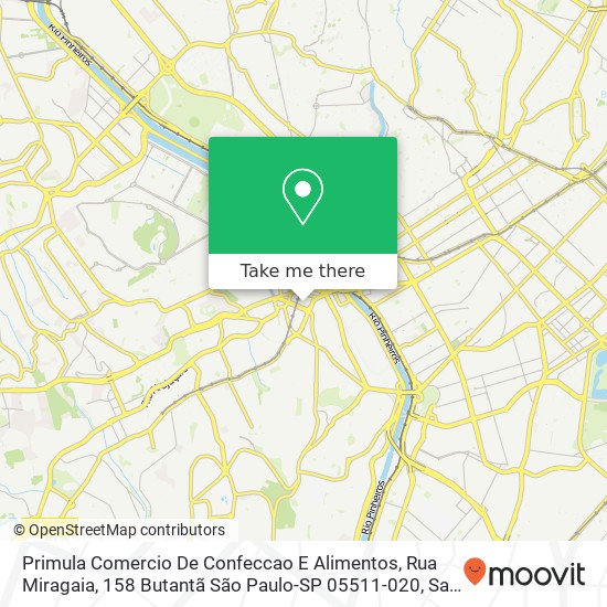 Primula Comercio De Confeccao E Alimentos, Rua Miragaia, 158 Butantã São Paulo-SP 05511-020 map